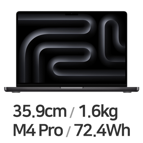APPLE 맥북프로14 M4프로 14코어 CPU, 20코어 GPU 블랙(램24GB, SSD 1TB) 상품 이미지